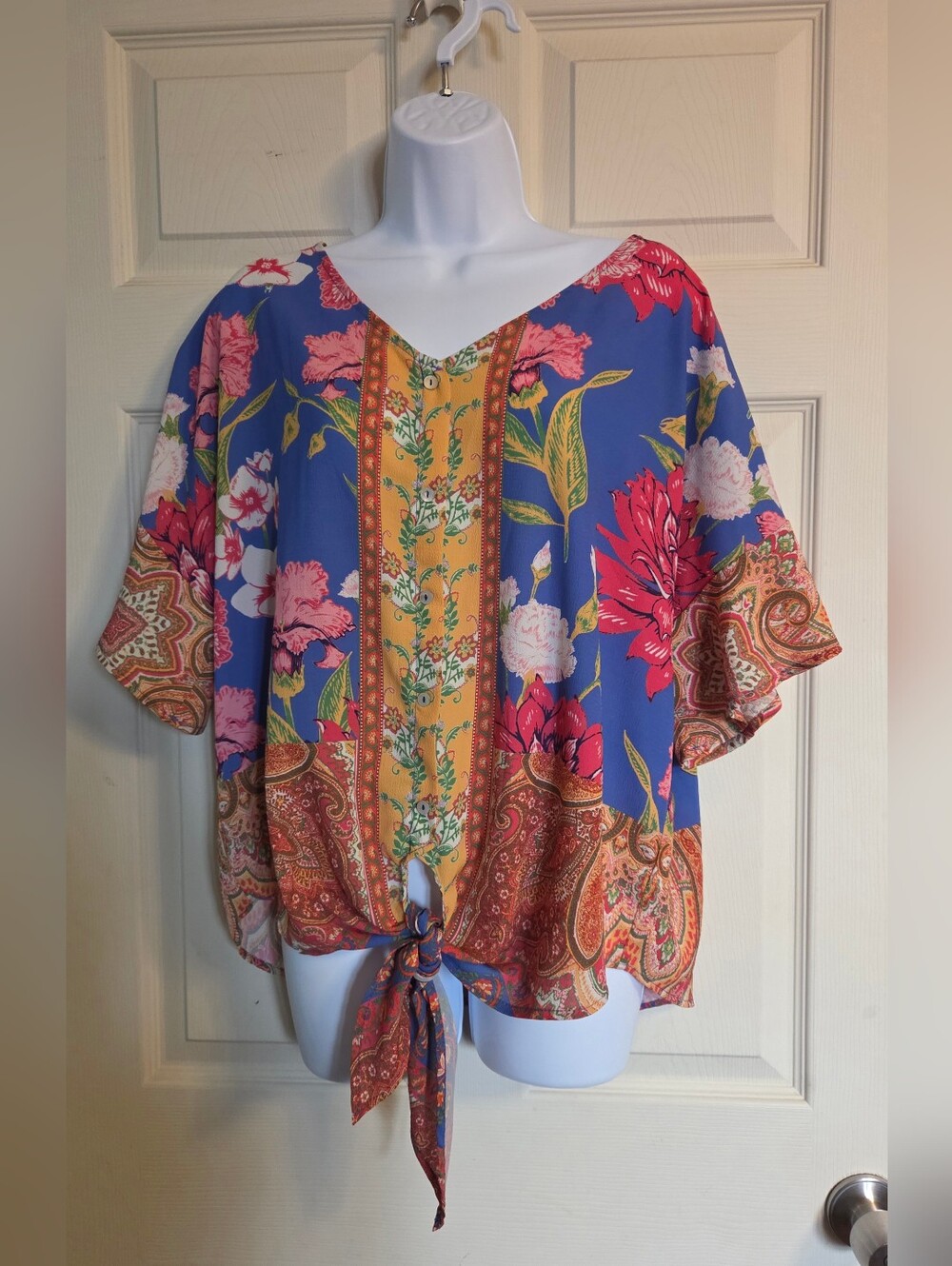 Umgee Tie Front Boho Blouse Medium